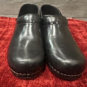 Dansko Shoes Womens 39 Professional Slip On Comfort Clogs Black Leather 8.5 Us